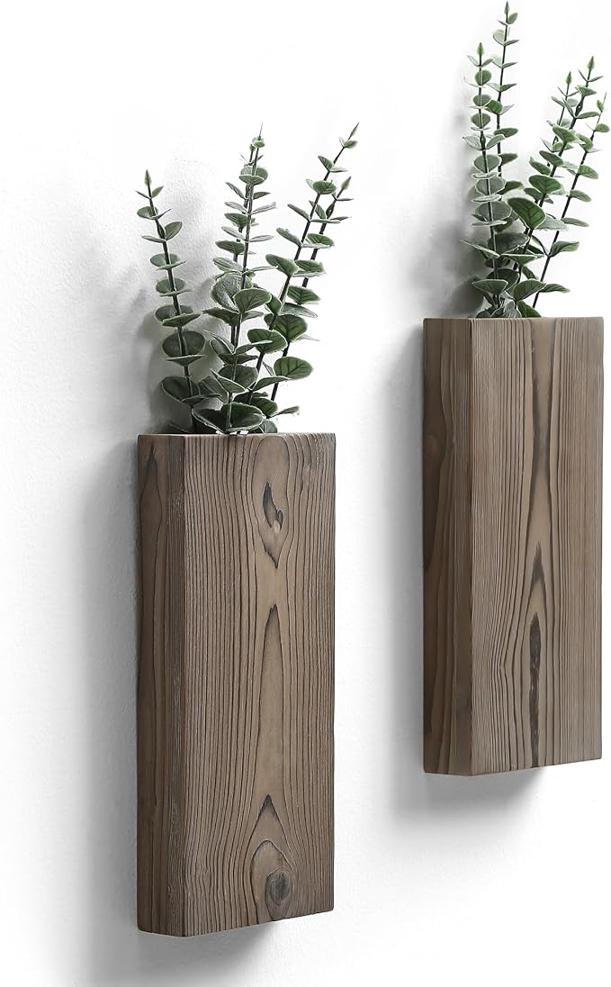 Wood Wall Planter Set of 2, Wood Wall Pocket by GRIDFORTE