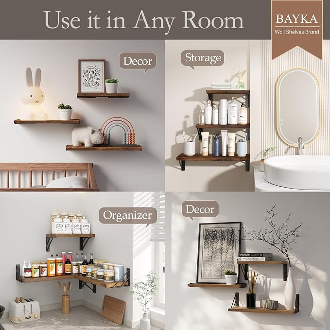 BAYKA Wall Shelves for Bedroom Decor, Floating Shelves for Wall, Display - Image 3