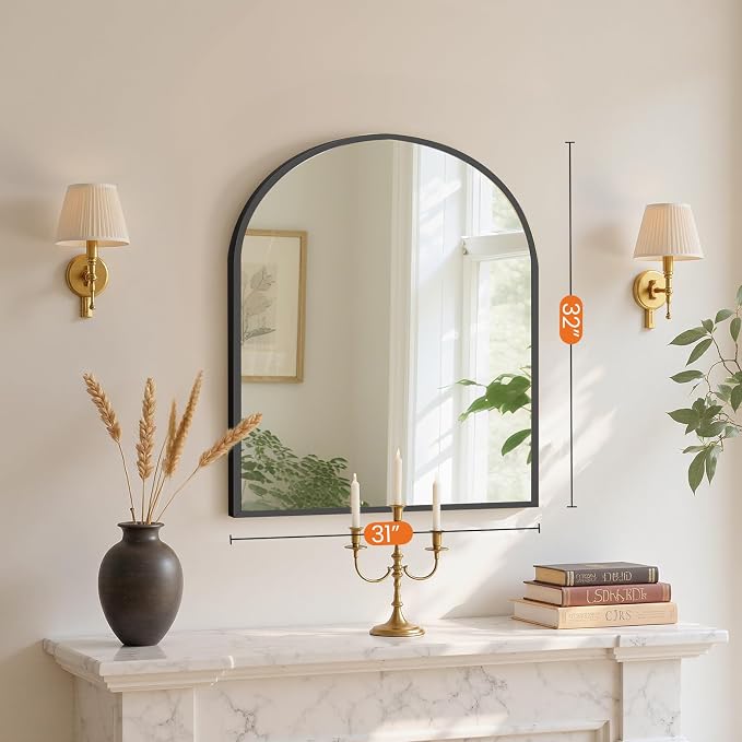 Sweetcrispy 31"x32" Arched Black Bathroom Mirrors - Image 4