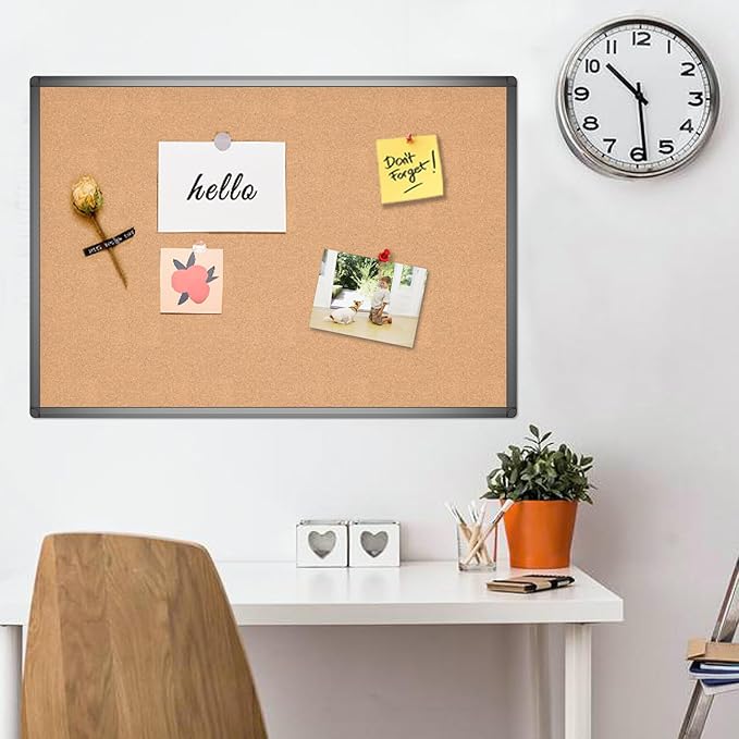 VIZ-PRO Cork Notice Board, 36 X 24 Inches, Cork Bulletin Board - Image 6