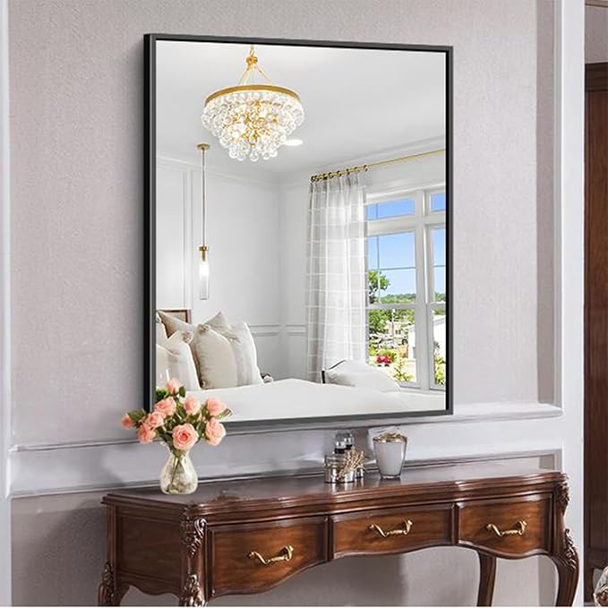 KOCUUY Black Bathroom Mirror, 30x36 Inch Rectangle Mirror - Image 3