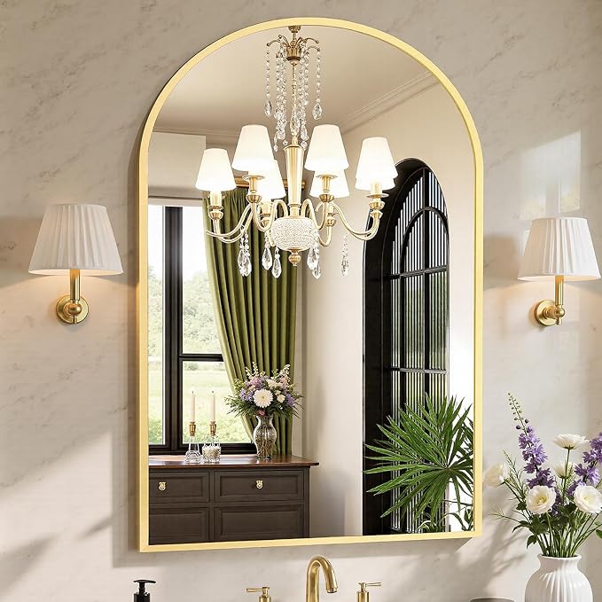 Sweetcrispy 30"x40" Arched Gold Bathroom Mirrors by Sweetcrispy