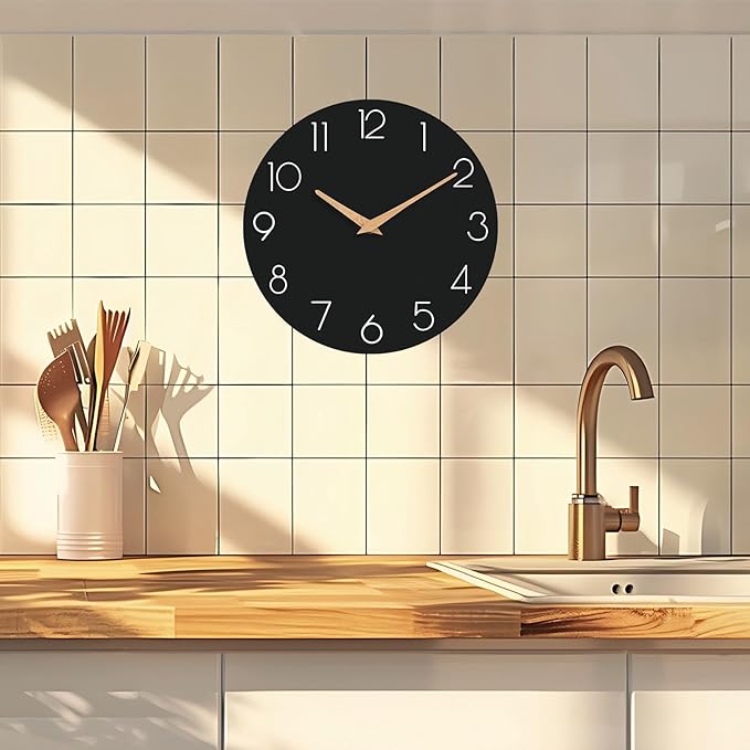 cicininc Wall Clock, 10 Inch Wooden Silent Non-Ticking, Decorative Battery - Image 7
