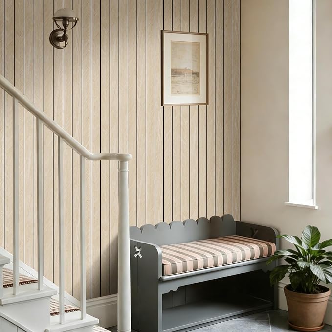 Arthome Peel and Stick Slat Wall Panels 15.7 "x120, Self-Adhesive PVC Wood - Image 2