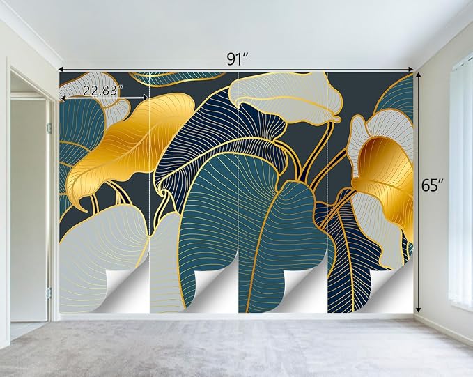 Golden Botanical Leaf wallpeper Living Room Bedroom wall Mural - Image 4