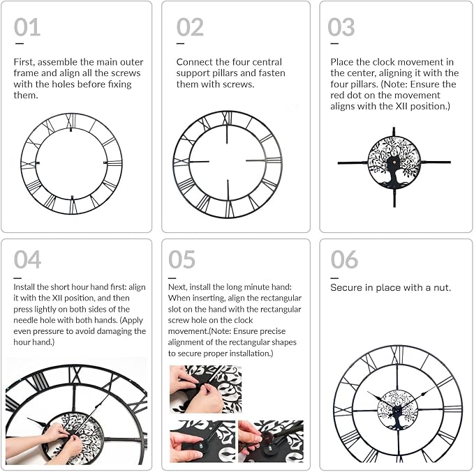 40 Inch Large Wall Clock for Living Room – Black Metal Clock - Image 5