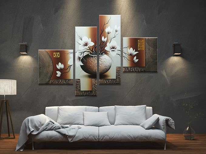 Wieco Art Huge Size Artwork 4 Panels 100% Hand-painted Modern Canvas Wall Art - Image 2