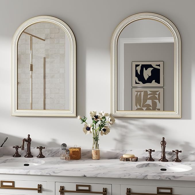 Reflinto 36x24 Inch Rustic Farmhouse Arched Wall Mirror, Distressed Wooden - Image 7