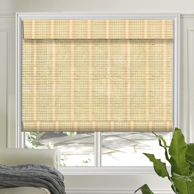 Letau No Drill No Tools Cordless Wood Window Shades Blinds, Bamboo Light by LETAU