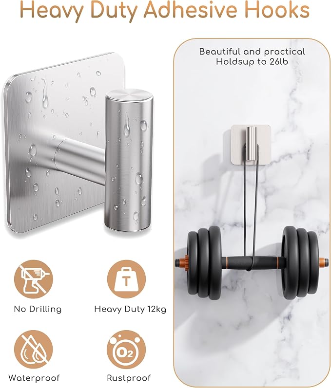 Aikzik 4 Pack Large Heavy Duty Wall Hooks - 26lb Max - Image 6