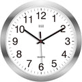 HITO 12 Inch Silent Wall Clock Battery Operated Non Ticking Glass Cover Silver by hito