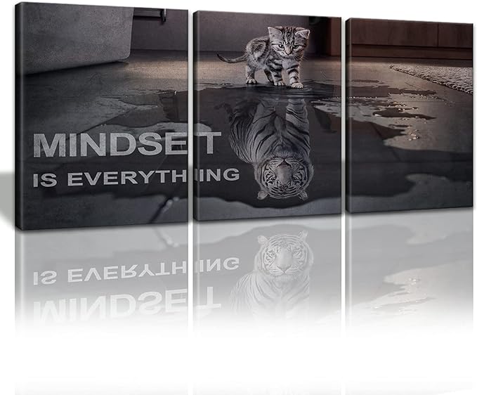 Mindset is Everything Motivational Wall Art, KAWAHONE Inspirational by KAWAHONE