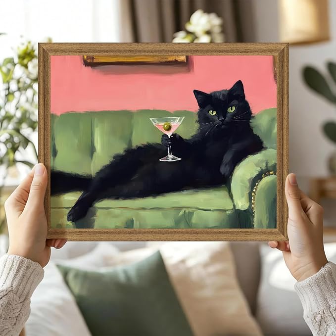 Fantasy Artists Humorous Black Cat Character Wall Art – Relaxed Anthropomorphic - Image 5