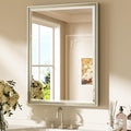 Keonjinn Brushed Nickel Bathroom Mirrors 24" x 32", HD Tempered Glass by Keonjinn