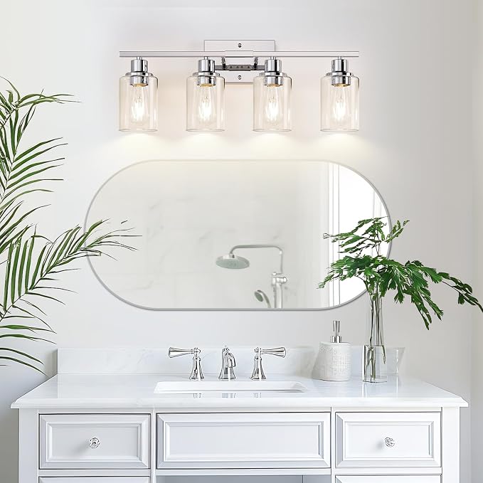 Indoi 4 Light Bathroom Light Fixtures, Chrome Vanity Lights - Image 6