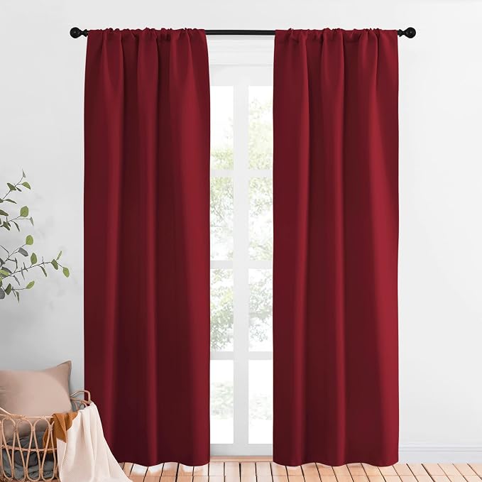 NICETOWN Christmas Burgundy Curtains Blackout Drape Panels by NICETOWN