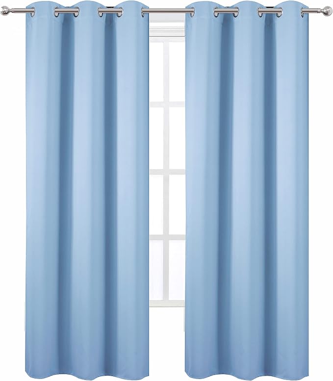 LEMOMO Sky Blue Thermal Blackout Curtains/38 x 84 Inch/Set of 2 Panels Room - Image 2