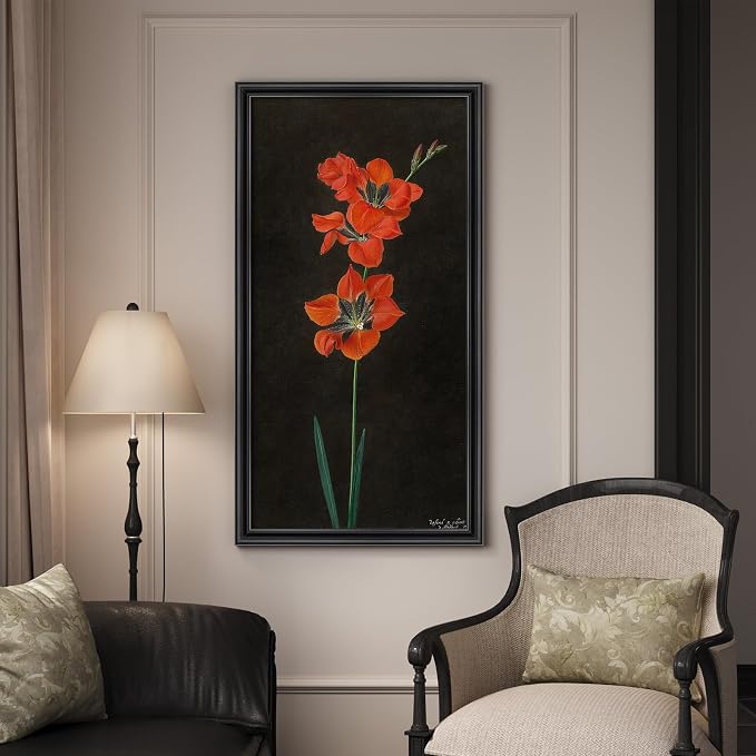 Vintage Framed Red Floral Wall Art - Image 2