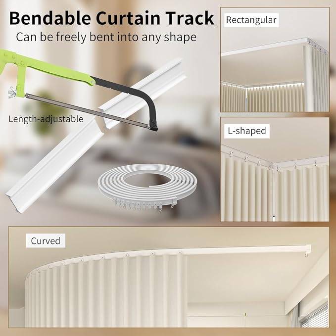 Room Divider Blackout Curtains Extra Wide Ceiling Mounted Curtains Track Sets - Image 2