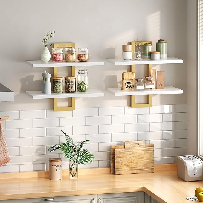 HOOBRO Floating Shelves, 15 Inch Wall Shelf Set of 2, Wall Mounted Storage - Image 2