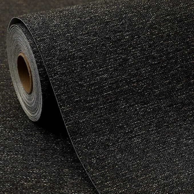SHUFA Gold Black Cotton-Like Textured Grasscloth Wallpaper Matte Thick Real by Unknown