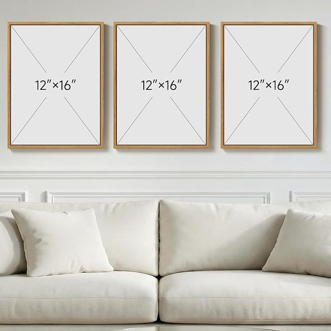 3 Piece Framed Minimalist Boho Canvas Wall Art - Image 9