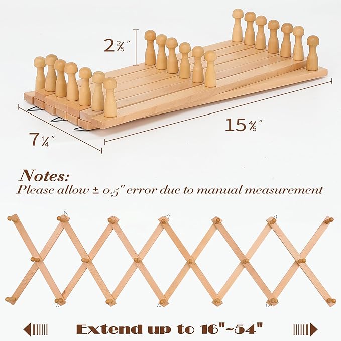SCUNDA Wall Rack with 20 Hooks, Wooden Wall Expandable Coat Rack - Image 5