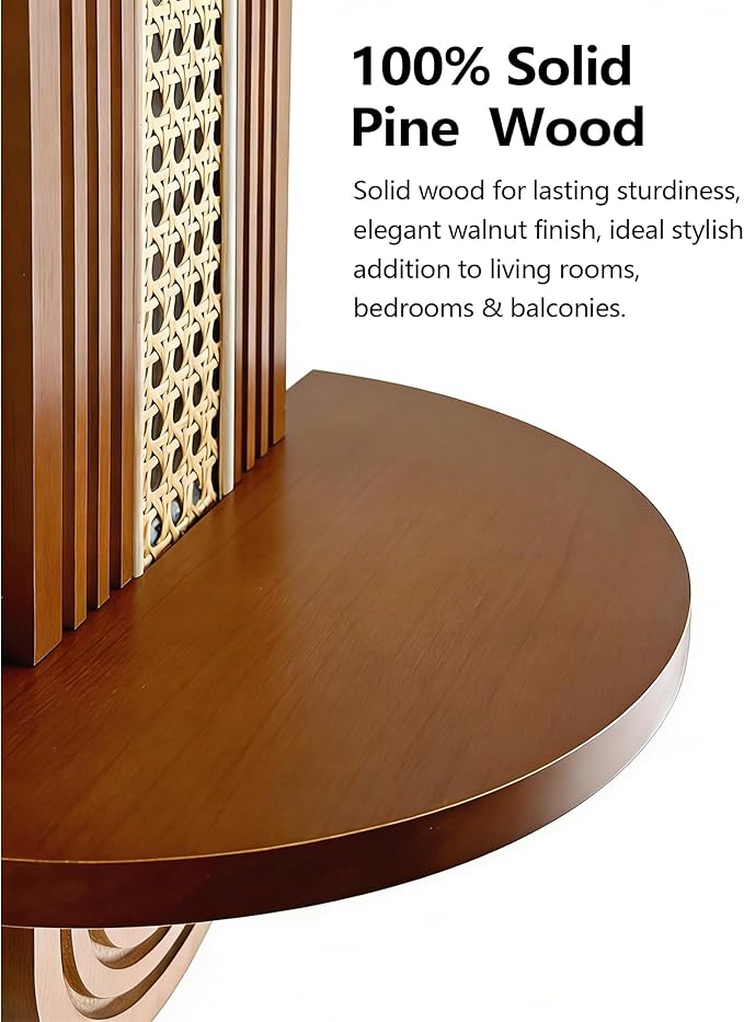 Floating Shelves for Wall, Boho Home Wall Decor, Rattan Plant Shelf Set of 2 - Image 5