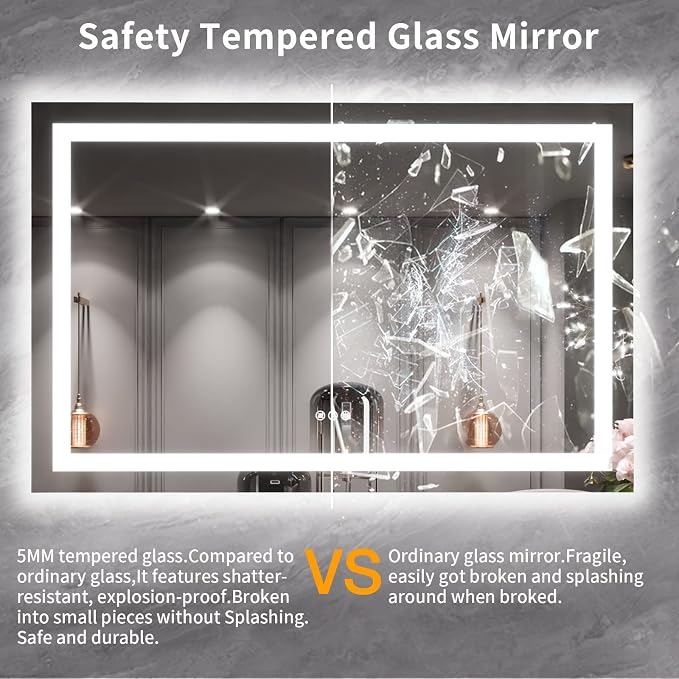 LOAAO 55X36 LED Bathroom Mirror - Image 8