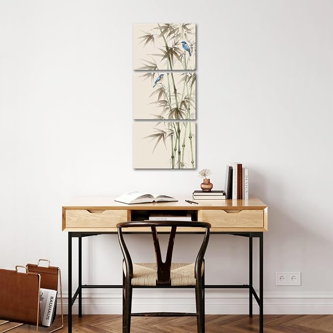 KREATIVE ARTS 3 Piece Bamboo Canvas Wall Art Set Zen Print - Image 3