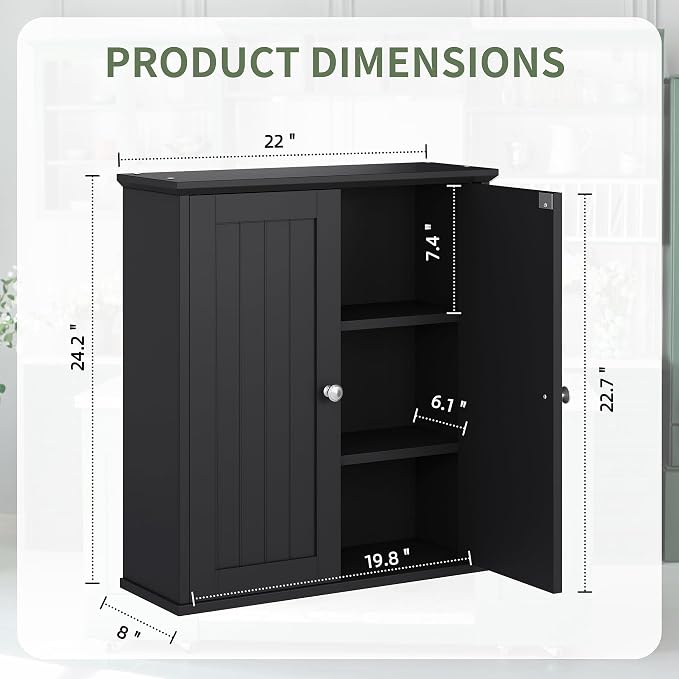 Bathroom Wall Cabinet, Bathroom Cabinet Wall Mount, Over Toilet Space Saver - Image 3