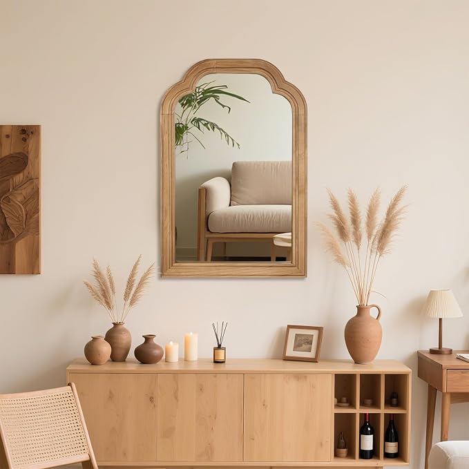 Wood Bathroom Mirror for Wall, 24 x 16 Inch Decorative Wall Mirror - Image 7