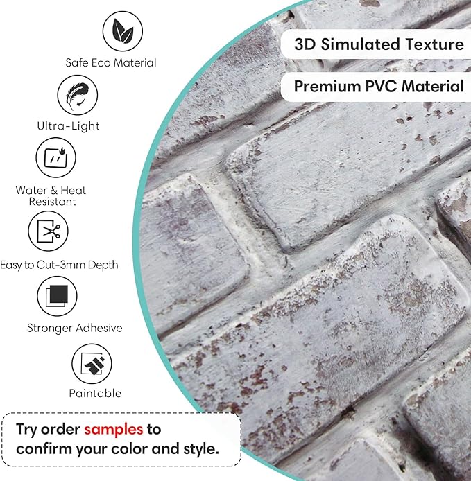 Commomy 3D Brick Wall Panels Peel and Stick - Image 3
