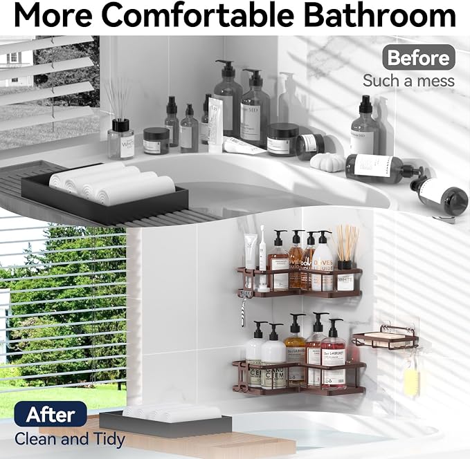 YASONIC Shower Caddy Corner, No Drilling Shower Organizer Corner - Image 8
