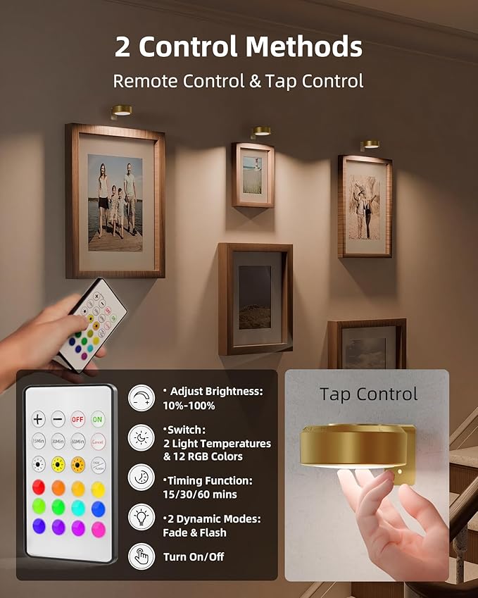 EZVALO Picture Lights for Wall, 2000mAh Rechargeable Battery Magnetic Poster - Image 5