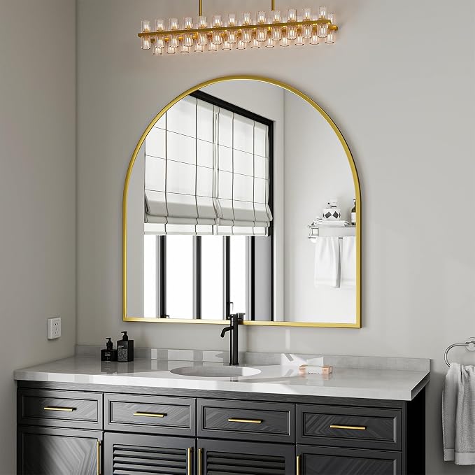 VooBang Wide Arched Wall Mirror, 38 x 40 inch Arch Bathroom Mirror, Wall - Image 2