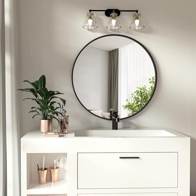 HARRITPURE Round Mirror 15.7 Black Wall Mounted Circle Mirrors Vanity Mirror - Image 9