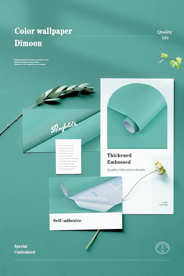 Dimoon 118.1''x17.7''Mint Green Peel and Stick Wallpaper Contact Paper Modern - Image 4