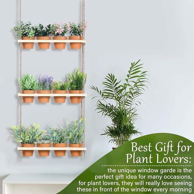 FillTouch 3 Tiered Hanging Herb Planters Hanging Herb Garden Wall - Image 7
