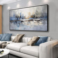 Abstract Wall Art Wall Decor Blue and Gray White Modern Canvas Art Print by VHMING