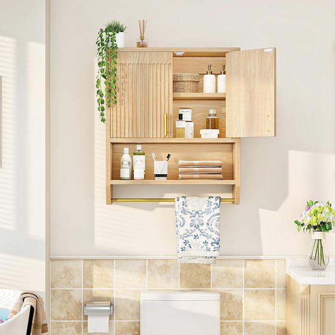 HOOBRO Fluted Medicine Cabinet, Farmhouse Bathroom Wall Cabinet - Image 2