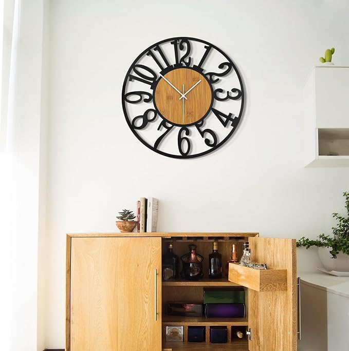 LEIKE Large Wall Clocks, Non Ticking, Battery Operated Rustic Round Modern Big - Image 4