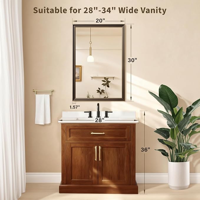 Retro Copper Effect Framed Wall Mirror, 20x30 Rectangle Mirror, - Image 2