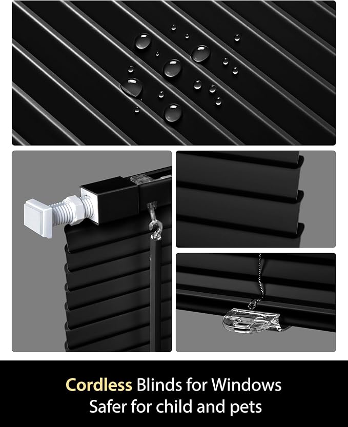 UNISHADES No Drill Blinds for Windows 1" Vinyl L-Shaped Slats Cordless Mini - Image 4