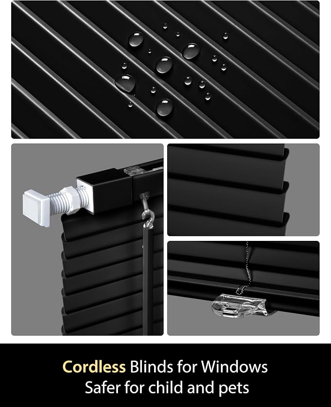 UNISHADES No Drill Blinds for Windows 1" Vinyl L-Shaped Slats Cordless Mini - Image 4