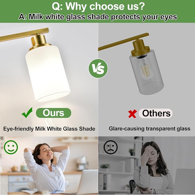 MOKATNG 4-Light Bathroom Light Fixtures, Brushed Gold Vanity Light - Image 5
