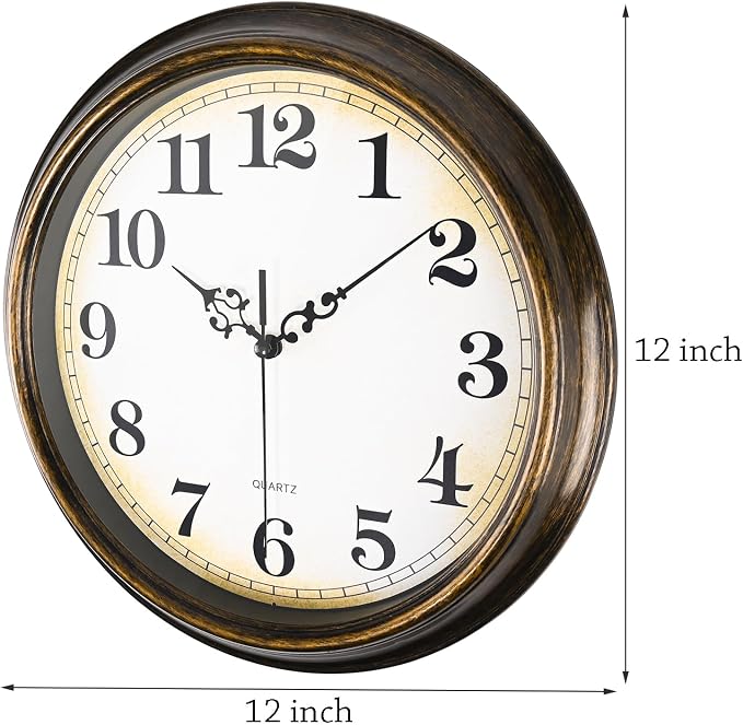 Yoiolclc Wall Clock Battery Operated Silent Non-Ticking Vintage Wall Clocks - Image 6