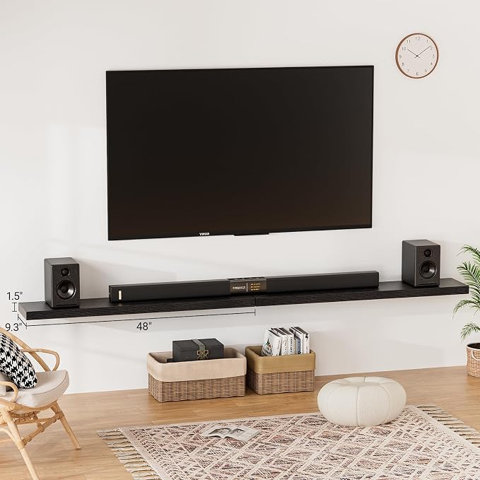 Heimlove Floating Shelves for Wall 48 Inches Long, 9.3" Deep Black Floating - Image 2