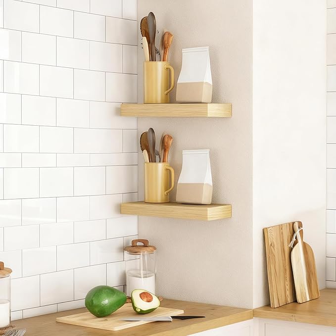 HOOBRO Floating Shelves for Wall, Wall Mounted Shelf Set of 2, 15.7" Hanging - Image 6