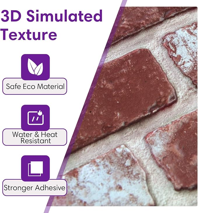 3D Faux Brick Wall Panels Peel and Stick, Small Brick-Look Textured Wall Sticker - Image 4